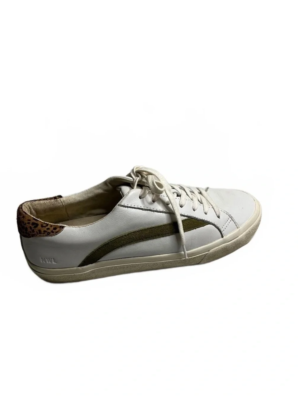 Madewell Sidewalk Low Top Leather Sneakers Leopard Calf Hair White Sz 9.5 / M 8
